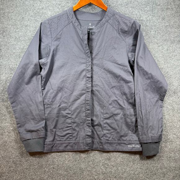 Vera Bradley Scrub Top Jacket Women's Small Gray Button Up Medical Nursing - Picture 1 of 9